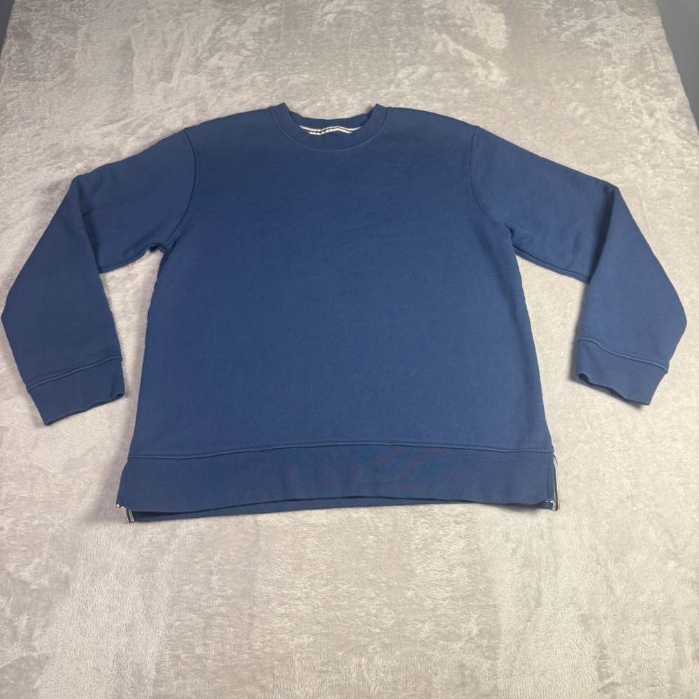 NWOT American Giant Womens Blue‎ Crewneck Sweatshirt M Split hem Made in USA